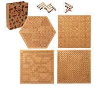 Fractal Tray Puzzles, Reverse Thinking Challenging No Image Puzzle, Unique Irregular Creative Labyrinth Impossible Difficult, Mind-Bending Brain Hard Irregular Wooden Jigsaw, for Aldult (Mix)