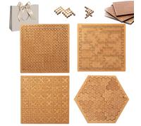 Fractal Tray Puzzles, Unique Irregular Creative Labyrinth Impossible Difficult, Mind Bending Wooden Jigsaw Puzzle, for Adults Reverse Thinking Challenging Irregular Jigsaw with Frame (4PCS)