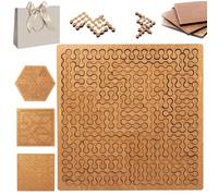 Fractal Tray Puzzles, Unique Irregular Creative Labyrinth Impossible Difficult, Mind Bending Wooden Jigsaw Puzzle, for Adults Reverse Thinking Challenging Irregular Jigsaw with Frame (C)