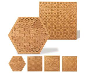 Fractal Tray Puzzles, Unique Irregular Wooden Labyrinth, Difficult Challenging Impossible Puzzle for Adults, Reverse Thinking No Image Puzzle, Mind Games for Family Party Gift (2B)