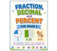 Fraction, Decimal and Percent for Grade 3: Converting between fractions, decimals, and percentages | Workbook