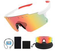 Fractoluxe Occhiali rapidi da uomo e da donna, colore arancione, UV400, polarizzati, occhiali da ciclismo, occhiali da corsa, sport, bianco, taglia unica