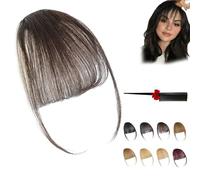 Fragelles Clip in Bangs, Fragelles Hair Bangs, Fragelles Clip on Bangs,Clip on Bangs for Women, Bangs Clip in Hair Human Hair, Seamless 3D Clip-In Bangs Hair Extensions (Dark Brown)
