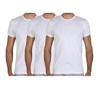 FRAGI Maglia Uomo Maniche Corte in Puro Cotone, Maglia Collo Basso in Tessuto Elastico Senza Cuciture Seamless, Made in Italy - Set da 3 (Bianco, L)