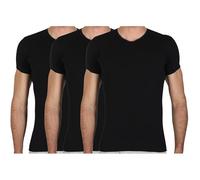 Fragi Maglia Uomo Maniche Corte in Puro Cotone, Maglia Scollo a V in Tessuto Elastico Senza Cuciture Seamless, Made in Italy - Set da 3 (Nero, L)