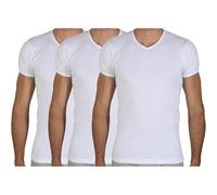 Fragi Maglia Uomo Maniche Corte in Puro Cotone, Maglia Scollo a V in Tessuto Elastico Senza Cuciture Seamless, Made in Italy - Set da 3 (Bianco, L)