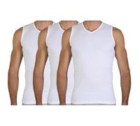 Fragi Maglia Uomo Smanicata in Puro Cotone, Maglia Scollo a V in Tessuto Elastico Senza Cuciture, Made in Italy - Set da 3 (Bianco, XXL)