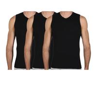 Fragi Maglia Uomo Smanicata in Puro Cotone, Maglia Scollo a V in Tessuto Elastico Senza Cuciture Seamless, Made in Italy - Set da 3 (Nero, XXL)