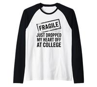 Fragile Appena Caduto Il Mio Cuore Fuori al College Divertente Mamma papà Maglia con Maniche Raglan