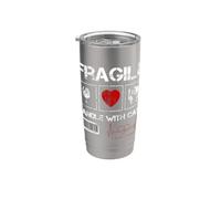Fragile Handle with Care Graphic Cool Designs, Love Care Bicchiere termico in acciaio inox doppia parete