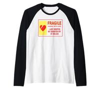 Fragile Maniglia con Cura Caduto Figlia al College Maglia con Maniche Raglan