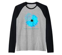 Fragile X Sindrome Consapevolezza Nastro Teal Girasole Speranza Maglia con Maniche Raglan