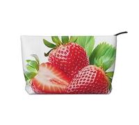 Fragola (1) Borsa per il trucco in velluto a coste con chiusura a cerniera, multifunzione, 22 x 7 x 17 cm, per viaggi, campeggio, vacanze, fitness, Nero , Taglia unica