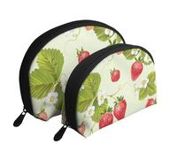 Fragola adorabile, Borsa per trucco a conchiglia Portamonete da donna Borsa da toilette piccola Borsa per cosmetici 2 pezzi
