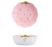 Fragola Ciotola Piatto Di Ceramica Set Stoviglie Carino Riso Zuppa Rettangolare Rotondo Doppio Manico Tazza Cucchiaio Salsa Grande Due Manici Friggitrice Ad Aria Gnocco (Ciotola da 6 pollici)