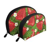 Fragola E Fiore, Borsa per trucco a conchiglia Portamonete da donna Borsa da toilette piccola Borsa per cosmetici 2 pezzi