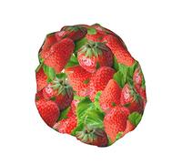 Fragola Frutti Pila Cuffia da a Donna Fodera in PEVA impermeabile riutilizzabile Doppia protezione regolabile Cappello da bagno elastico per tutti i capelli lunghi