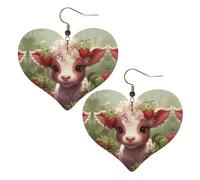 Fragola mucca nella foresta stampa elegante orecchini a forma di cuore leggeri accessori da donna perfetti per feste e San Valentino.