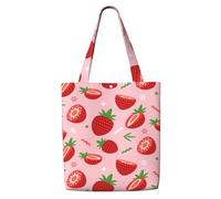 Fragola su rosa,Borse della spesa riutilizzabili, borse per la spesa, borsa a tracolla in tela di grande capacità