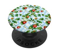 Fragole Con Fiori Su Un Vintage Boho Sfondo PopSockets PopGrip Adesivo