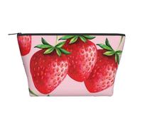 Fragole Con Sfondo Rosa, Borsa da toilette Borsa per trucco Borsa per cosmetici Borsa da toilette da viaggio portatile