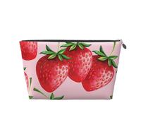 Fragole Con Sfondo Rosa, Borsa da toilette Borsa per trucco Borsa per cosmetici Borsa da toilette da viaggio portatile