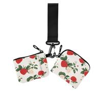 Fragole Country Style San Valentino Donne Cambiamento Portafoglio Custodie per Carte Piccolo Staccabile ID Card Holder Protector con Portachiavi per Viaggio 2 Confezioni estuche para tarjetas de