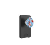 Fragole Rosse Fiori Rosa Blu Boho Sfondo Pattern PopSockets PopWallet per MagSafe