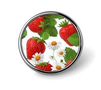Fragole rosse Piccole Margherite Bianche Spilla Rotonda per Uomo Donna Moda Distintivo Collare Pin Vestito Giacca Zaino Accessori