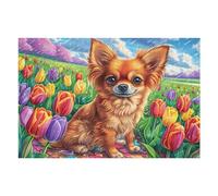 Fragrant Meadow Chihuahua Puzzle 1000 Pezzi Per Regalo Di Natale Cartone Rigido Per Adulti Flora Bulb Meadow Incastro Perfetto Con Confezione Regalo Qualità Premium Con Poster Incluso 1000 PCS