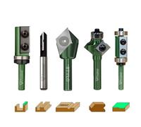 Fraiser Set di frese per legno, 5 frese ad inserti, gambo 6,35 mm (1/4"), per fresatrice verticale, rifilatore e banco fresa - Kit avanzato professionale