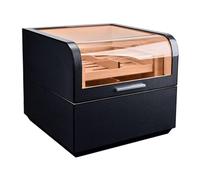 FRALHQFL Scatola da tavolo in cedro fatta a mano con design in vetro trasparente, può ospitare (circa 220 sigari), un regalo per gli appassionati di sigari, Nero , Taglia unica