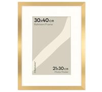 FRAMAI® Cornice portafoto 30 x 40 cm in Oro - con passepartout - Telaio in legno MDF, Plexi resistente alle rotture, ecologico, con sospensione e supporto - Formato verticale e orizzontale