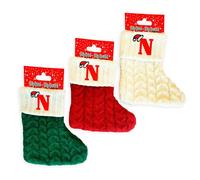 Framan Calzini natalizi festivi in tessuto a maglia, con lettere iniziali decorative, da appendere (verde, lettera N)