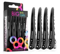 FRAMAR Pinza per Capelli Parrucchiere - Pinza per Capelli Donna, Pinza per Acconciatura, Pinza Professionale per Parrucchiere,Clip per Capelli,-Big Bite Nero 4 Pezzi