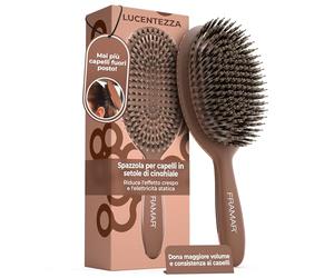 FRAMAR Spazzola Per Capelli Con Setole Di Cinghiale Morbide - Spazzola Per Capelli A Setole Naturali, Boar Bristle Brush, Spazzola Con Setole Di Cinghiale Per Capelli Fini - Cioccolato