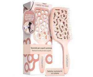 FRAMAR Spazzola Professionale Ventilata per Capelli - Spazzola Districante per Capelli, Spazzola Anti Rottura per Capelli, Spazzola per Capelli Bagnati da Donna - Champagne