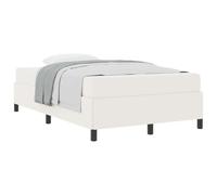 Frame Bed with Mattress Cream 120 x 190 cm Fabric Upholstered Platform Bed Complete Set with Medium Firm Pocket Sprung Mattress 280 kg Capacity for Bedroom Guest Room Modern Design Easy Assembly