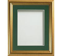 Frame Company Eldridge - Cornice portafoto color oro con supporto verde bottiglia, 7 x 5 per 12,7 x 8,9 cm, con perspex