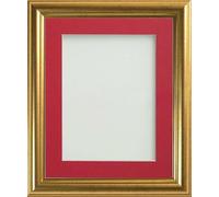 Frame Company Eldridge - Cornice portafoto in oro con passepartout rosso, 25 x 20 cm, per 20,3 x 15,2 cm, dotata di perspex