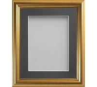 Frame Company Eldridge - Cornice portafoto in oro con supporto grigio, 8 x 6 per 15 x 10 cm, con perspex