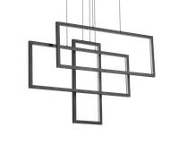 Sospensione Moderna Frame Alluminio Nero Led 93W 3000K Luce Calda