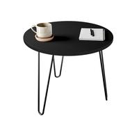 framed concept Tavolino rotondo 50/60 cm e set da 2 pezzi, tavolo di design con stampa UV e vernice trasparente - gambe Harpin - Loft industriale - nero bianco artisano - soggiorno studio ufficio
