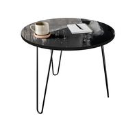 framed concept Tavolino rotondo 50/60 cm e set da 2 pezzi, tavolo di design con stampa UV e vernice trasparente - gambe Harpin - Loft industriale - nero bianco artisano - soggiorno studio ufficio