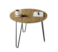 framed concept Tavolino rotondo 50/60 cm e set da 2 pezzi, tavolo di design con stampa UV e vernice trasparente - gambe Harpin - Loft industriale - nero bianco artisano - soggiorno studio ufficio