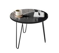 framed concept Tavolino rotondo 50/60 cm e set da 2 pezzi, tavolo di design con stampa UV e vernice trasparente - gambe Harpin - Loft industriale - nero bianco artisano - soggiorno studio ufficio