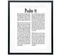 Framed Psalm 91 Home Decor Psalm Poster Psalm Room Decor/Psalms 91 Christian Wall Decor, Religious Gifts for Women Poster Salmo 91, Bible Verse Bedroom Decor Home Decor (12 x 15cm, White)