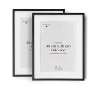Framelane Cornice in legno 40 x 50 nero (2 pezzi), cornice portafoto originale elegante, di ottima finitura, realizzata in legno certificato FSC ecosostenibile, include attacchi metallici