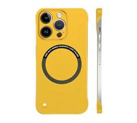 Frameless for Iphone 16 Pro Max Case, Frameless Matte Ultra Thin Magnetic Slim Case, Magnetic Borderless Phone Case for Iphone 16 15 14 13 12 Pro Max (Yellow,15Pro)