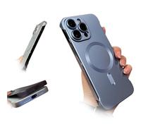Frameless Magnetic Adsorption Bare Phone Sensation Case, Metallic Paint Frameless Magnetic Phone Case, Ultra Thin Borderless Phone Case with Lens Protect (for iPhone 13,Light Blue)